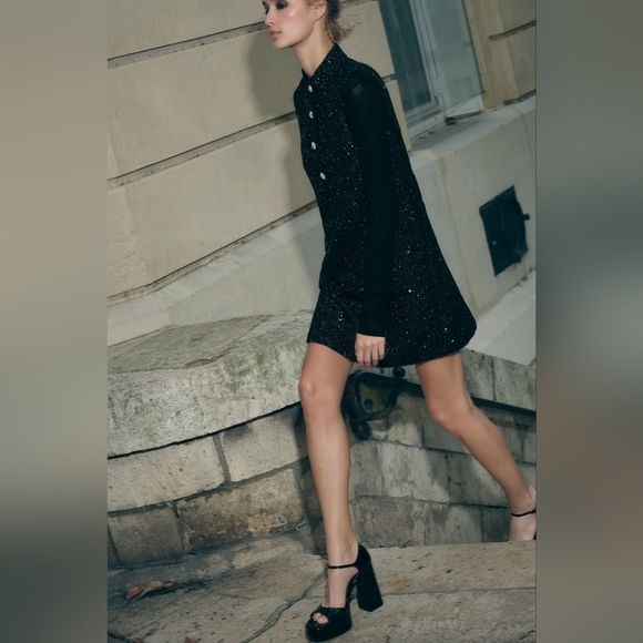 Zara Sequined Textured Mini Dress - Picture 4 of 16